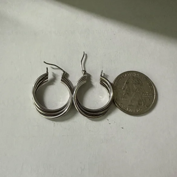 Vintage Interlaced 925 sterling silver hoop earrings - Picture 2 of 5